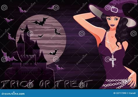 Happy Halloween Background With Witch Stock Vector Illustration Of