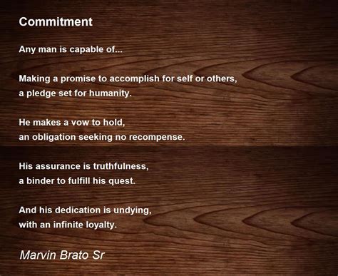 Commitment Commitment Poem By Marvin Brato Sr