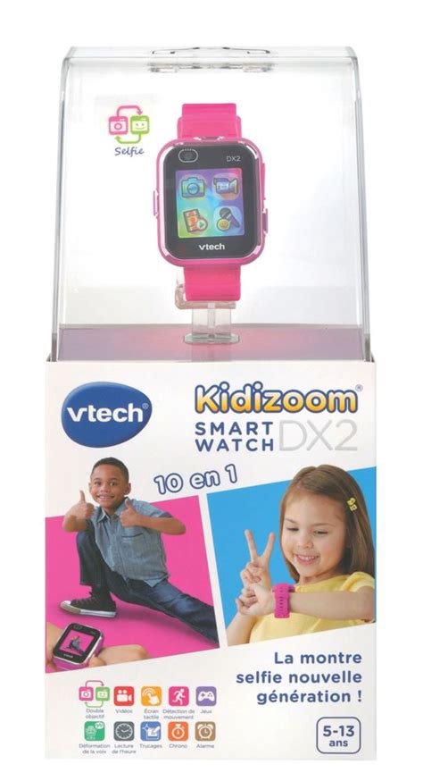 12€99 Sur Montre Vtech Smartwatch Kidizoom Dx2 Rose Montre Et Réveil