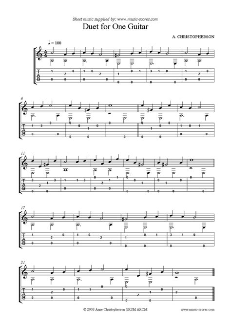 Applying to us, you have immediate access to guitar tabs. Guitar music sheet music by Anne Christopherson: Guitar