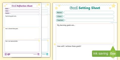 Goal Setting And Reflection Sheet Professor Feito Twinkl