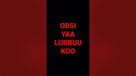 Obsi Yaa Lubbuu Koo Youtube