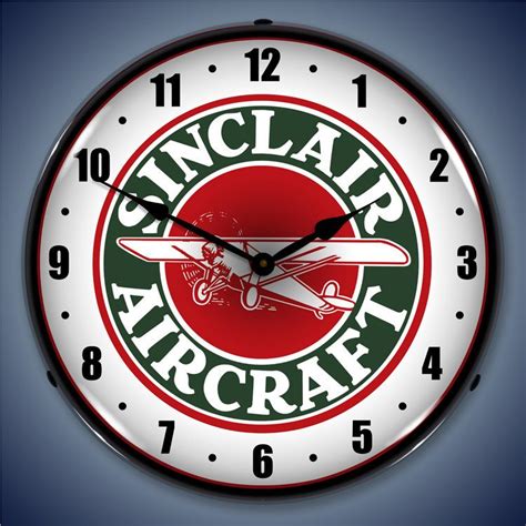 Airplane Theme Wall Clocks Led Lighted Gasoil Parts Races Art
