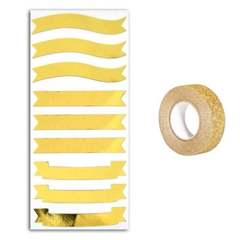 stickers bannières dorées masking tape doré à paillettes 5 m cdiscount beaux arts et loisirs