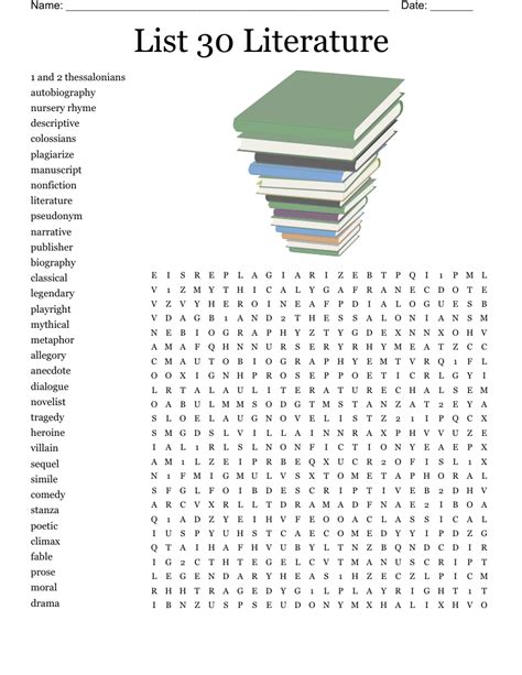 Literature Word Search Printable