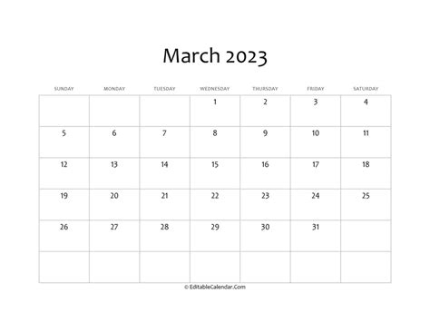 March 2023 Printable Calendar With Holidays