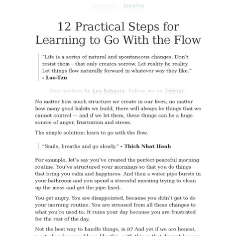 12 Practical Steps For Learning To Go With The Flow Pearltrees