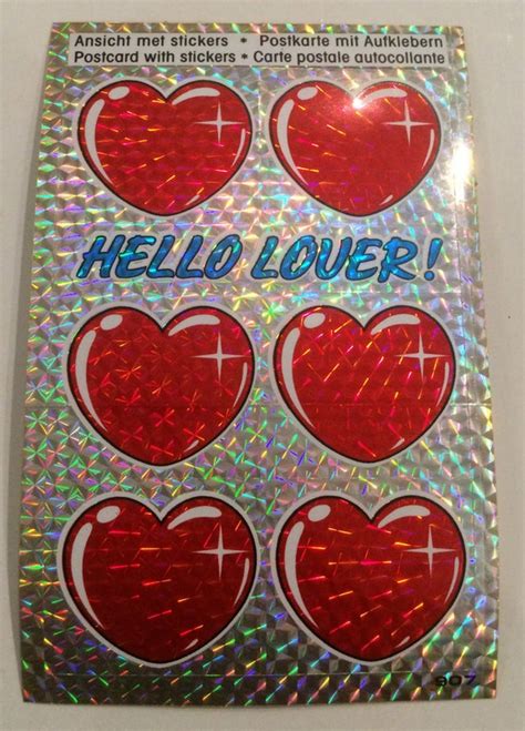 Hello Lover Postcard With Stickers 1987 Holland Etsy