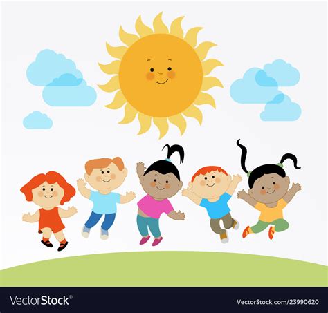 Kids Playing In The Sun Royalty Free Vector Image