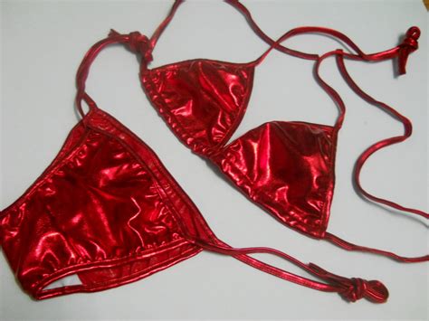Fashion Care 2u S228 3 Sexy Metallic Red Bra Swimwear