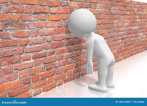 Man With Head Against A Wall Royalty Free Stock Image Cartoondealer