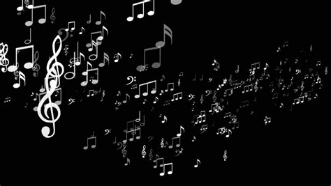 Animated Flying White Music Notes On Black Background Upward Each
