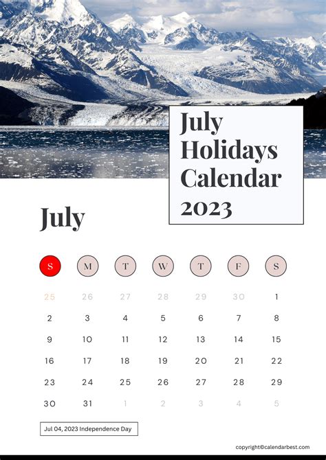 Printable July Calendar 2023 With Holidays Best Printable Calendar