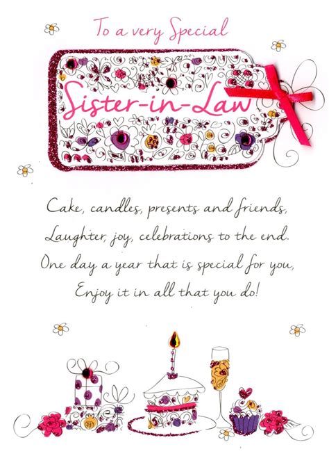 Special Sister In Law Birthday Greeting Card Cards Love Kates