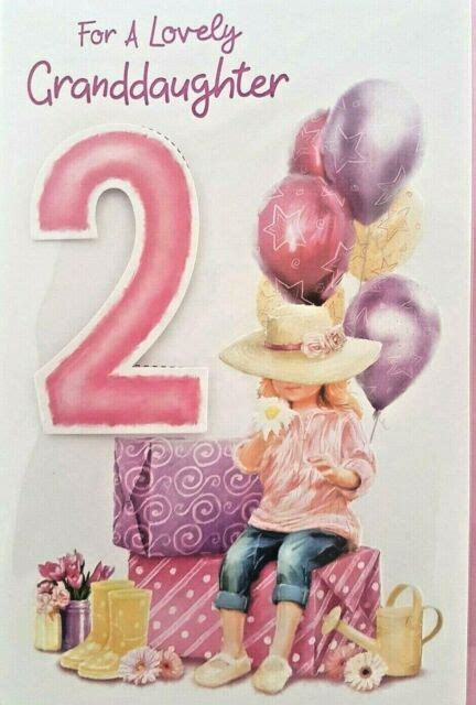 Granddaughter 2nd Birthday Card Age 2 Modern Design Quality Card