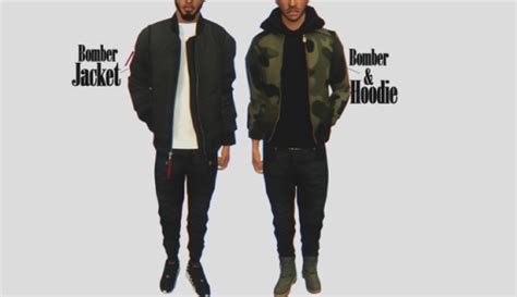 The Black Simmer Male Bomber Jacket And Hoodie By 8o8 Sims