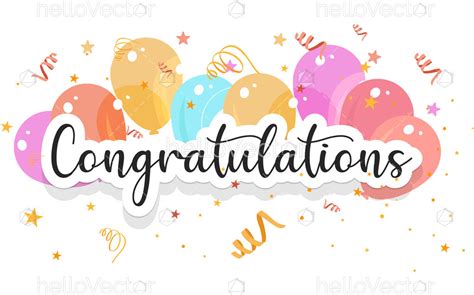 Congratulations Banner Template With Balloons And Confetti Download