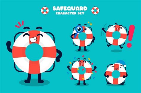 Premium Vector Safeguard Cute Character Set