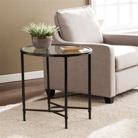 Southern Enterprises Quinton Metal Glass Oval Side Table Hayneedle