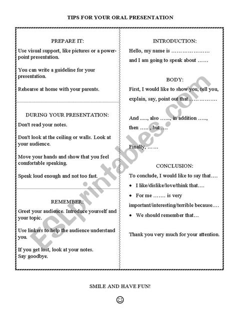 Tips For Oral Presentations Elementary Esl Esl Worksheet By Jaritasm