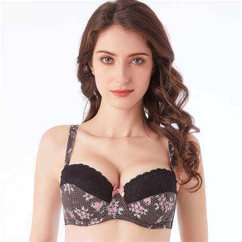 Womens Underwire Half Cup Brassie Sexy Lace Bra Printing Band Has