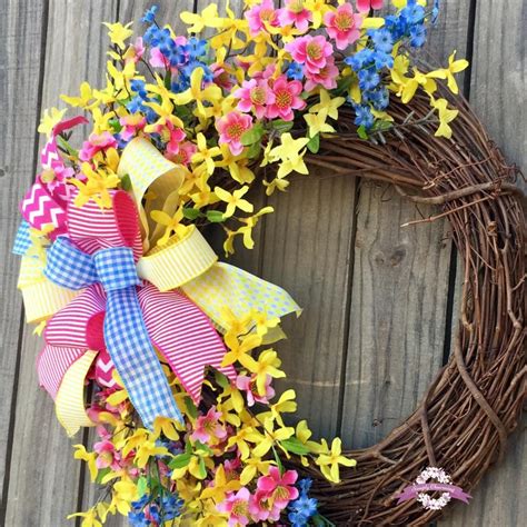 Colorful Spring Floral Grapevine Wreath for Front Door | Etsy | Floral grapevine, Grapevine ...