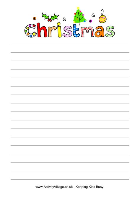 Christmas Letter Paper Templates At