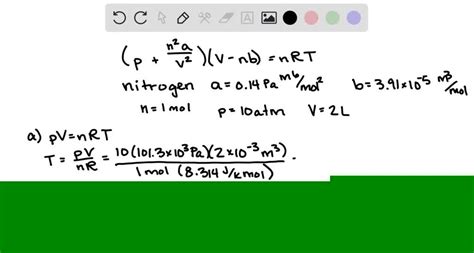 Solved The Van Der Waals Equation Can Be Arranged Into The Following Cubic Equation V N R T