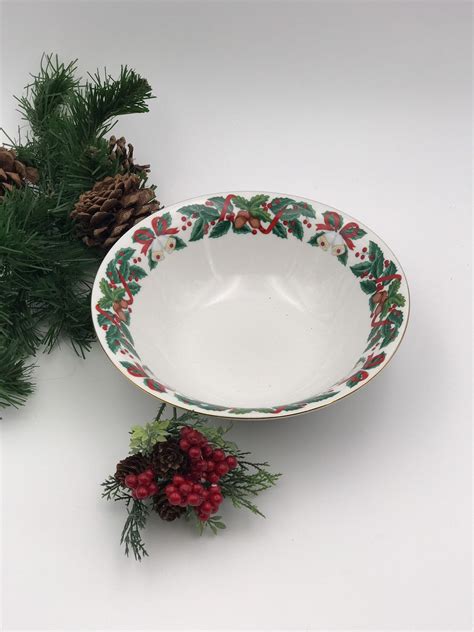 Vintage Christmas China Serving Bowl One Royal Majestic Holiday Cheer