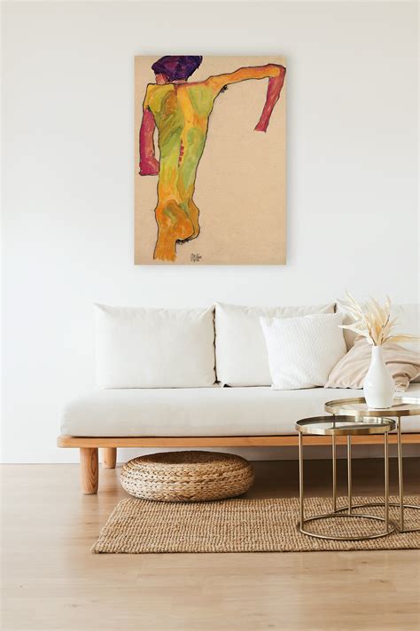 Modern Canvas Art Print Of Egon Schiele Male Nude Propping Etsy UK