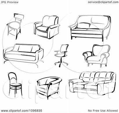 Furniture Clipart Modern Illustration Vector Royalty Graphics
