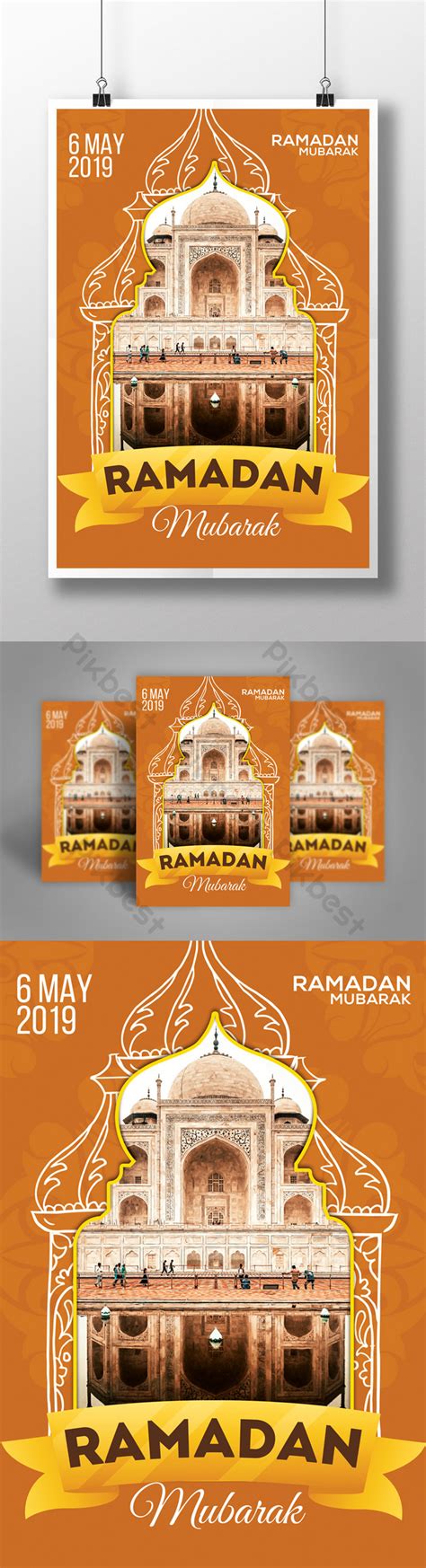 Unique Style Ramadan Flyer Templates With Banner And Skeleton Of Mosque