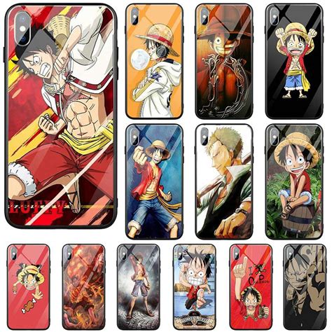 Anime One Piece Series Tempered Glass Mobile Phone Cases For Iphone X