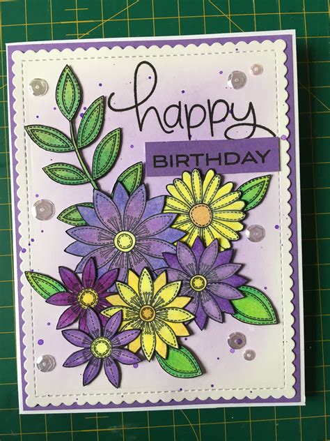 Birthday Card Made With Mft Funky Flowers Stamp Set Card Making