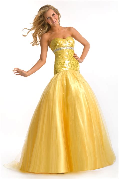 Yellow Mermaid Sweetheart Strapless Sweep Train Floor Length Sexy Dress