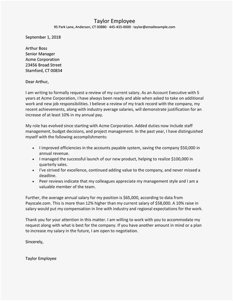 Salary Increase Request Letter Sample