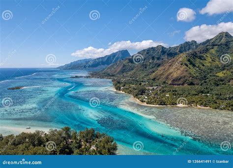 Moorea Island French Polynesia Lagoon Aerial View Stock Image Image