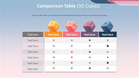 Comparison Table Diagram 3d Cubes