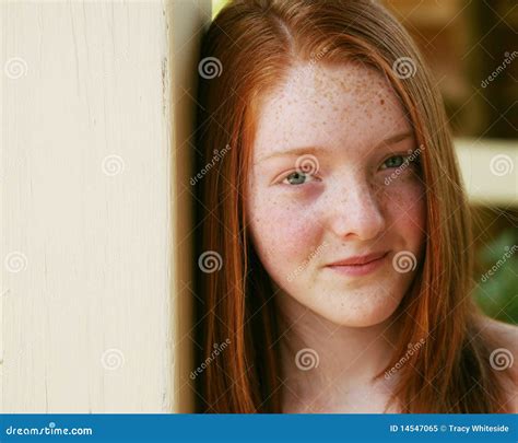 Closeup Of Redhead Girl With Freckles Stock Image Image Of People