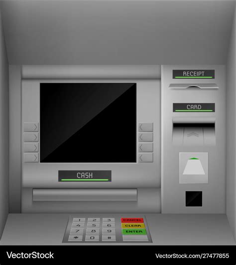 Atm Screen Automated Teller Machine Monitor Vector Image