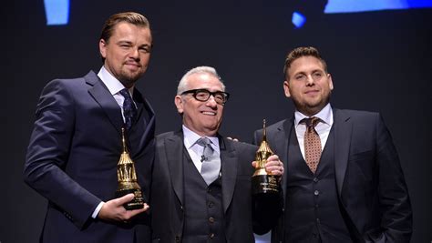 Santa Barbara Film Fest Wolf Pack Reunites As Scorsese Dicaprio Accept Award From Hill