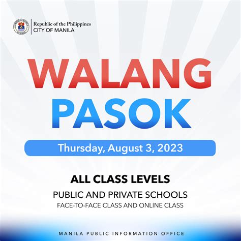 No Classes In Manila In All Levels Due To Heavy Rains
