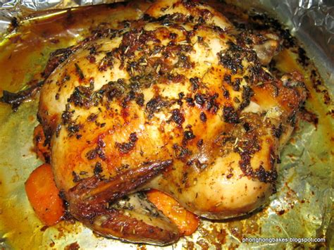 <p>baked potatoes go from side to main with the addition of tender barbecue chicken. Phong Hong Bakes and Cooks!: Herb Roasted Whole Chicken ...