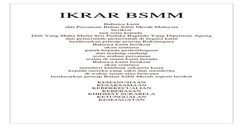 Ikrar Dan Lagu Bsmm