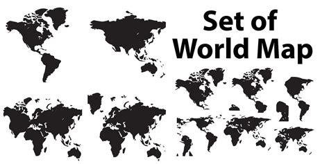 A Set Of Silhouette World Map Vector Illustration 25740603 Vector Art