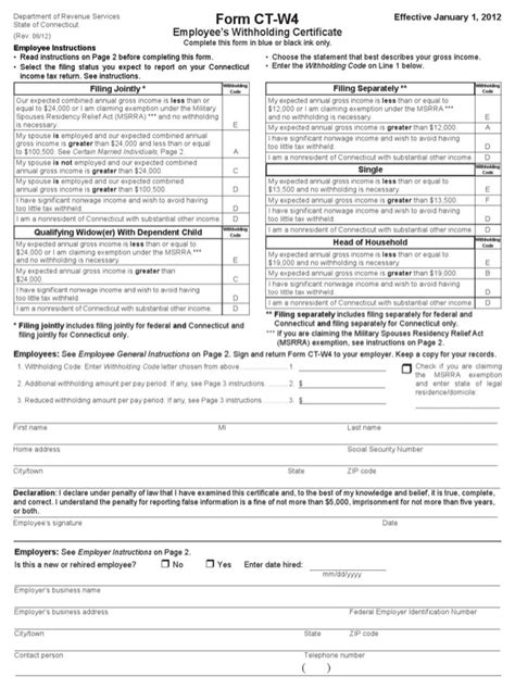 Download Connecticut Form Ct W4 2012 For Free Formtemplate