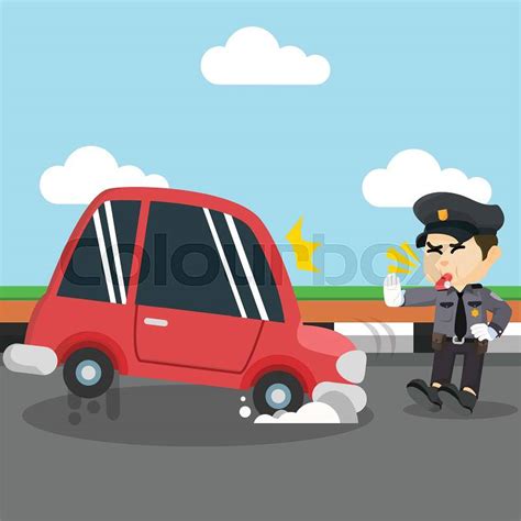 Child Police Stopping Car Stock Vector Colourbox