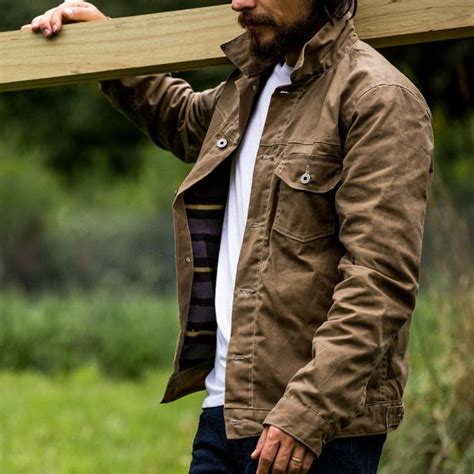 Flannel Lined Waxed Trucker Jacket Mens Fashion Rugged Mens Outdoor
