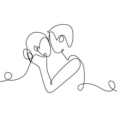 Continuous Line Drawing Vector Art Png Couple In Love With Continuous One Line Drawing Vector