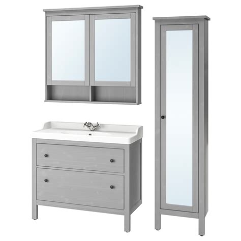 We have a huge selection of vanity units it's what our design experts obsess about when they create our bathroom furniture. HEMNES / RÄTTVIKEN Bathroom furniture, set of 5 - gray ...